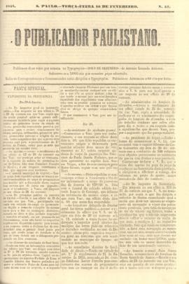 O Publicador paulistano [jornal], n. 57. São Paulo-SP, 16 fev. 1858.