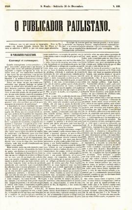 O Publicador paulistano [jornal], n. 169. São Paulo-SP, 31 dez. 1859.