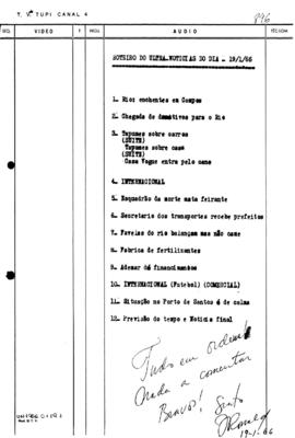 TV Tupi [emissora]. Ultra Notícias [programa]. Roteiro [televisivo], 19 jan. 1966.