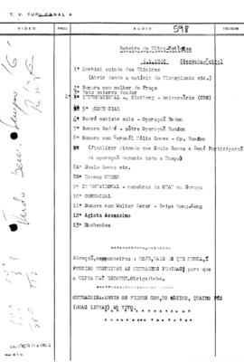 TV Tupi [emissora]. Ultra Notícias [programa]. Roteiro [televisivo], 06 jan. 1969.