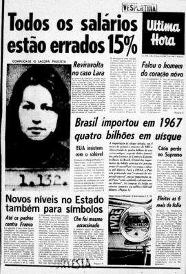 Última Hora [jornal]. Rio de Janeiro-RJ, 05 dez. 1967 [ed. vespertina].