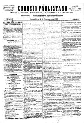 Correio paulistano [jornal], [s/n]. São Paulo-SP, 15 nov. 1877.