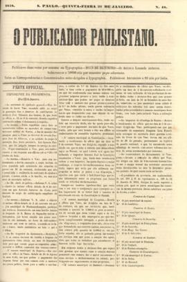 O Publicador paulistano [jornal], n. 48. São Paulo-SP, 21 jan. 1858.