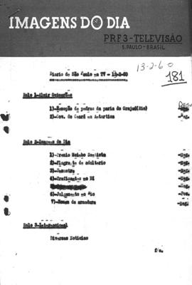 TV Tupi [emissora]. Diário de São Paulo na T.V. [programa]. Roteiro [televisivo], 13 fev. 1960.