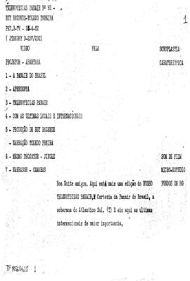 TV Tupi [emissora]. Telenotícias Panair [programa]. Roteiro [televisivo], 25 abr. 1952.