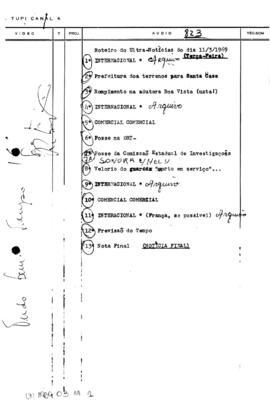 TV Tupi [emissora]. Ultra Notícias [programa]. Roteiro [televisivo], 11 mar. 1969.