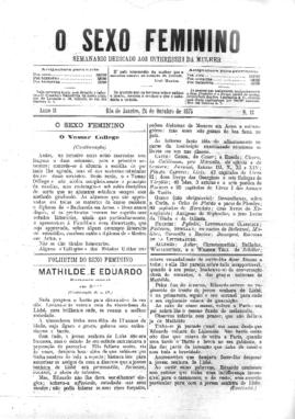 O Sexo feminino [jornal], a. 2, n. 13. Campanha-MG, 24 out. 1875.