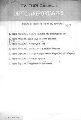 TV Tupi [emissora]. Diário de São Paulo na T.V. [programa]. Roteiro [televisivo], 30 set. 1964.