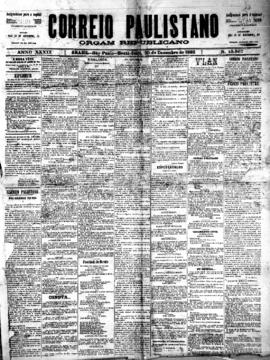 Correio paulistano [jornal], [s/n]. São Paulo-SP, 30 dez. 1892.
