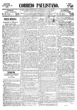 Correio paulistano [jornal], [s/n]. São Paulo-SP, 29 ago. 1856.