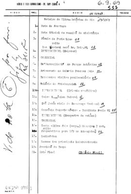 TV Tupi [emissora]. Ultra Notícias [programa]. Roteiro [televisivo], 06 set. 1969.