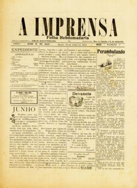 A Imprensa [jornal], a. 1, n. 7. Bauru-SP, 16 jun. 1912.