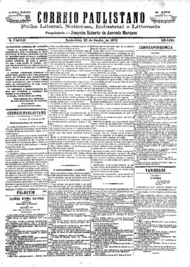 Correio paulistano [jornal], [s/n]. São Paulo-SP, 23 jun. 1876.
