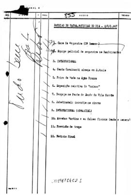 TV Tupi [emissora]. Ultra Notícias [programa]. Roteiro [televisivo], 02 jun. 1967.