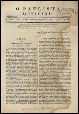 O Paulista official [jornal], n. 134. São Paulo-SP, 19 jan. 1836.