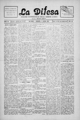 La Difesa [jornal], a. 3, n. 20. São Paulo-SP, 12 jul. 1925.