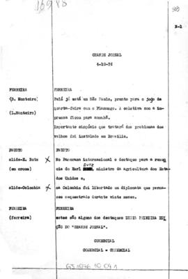 TV Tupi [emissora]. Grande Jornal [programa]. Roteiro [televisivo], 04 out. 1976.