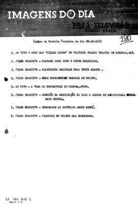 TV Tupi [emissora]. Revista Feminina [programa]. Roteiro [televisivo], 28 out. 1960.