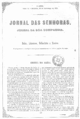 O Jornal das senhoras [jornal], a. 3, t. 6, [s/n]. Rio de Janeiro-RJ, 26 nov. 1854.