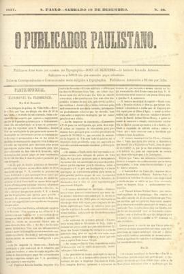 O Publicador paulistano [jornal], n. 40. São Paulo-SP, 19 dez. 1857.