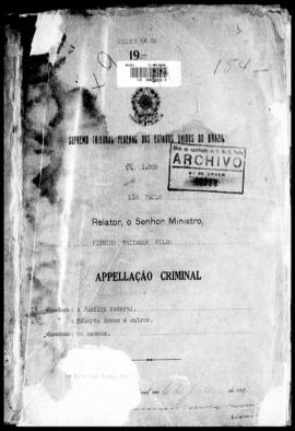 Processo... [apelação criminal], nª 1009/1927. [São Paulo-SP?], 1927. v. 33