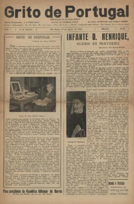 Grito de Portugal [jornal], a. 1, n. 1. São Paulo-SP, 25 ago. 1960.