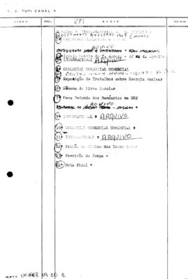 TV Tupi [emissora]. Ultra Notícias [programa]. Roteiro [televisivo], 30 set. 1968.