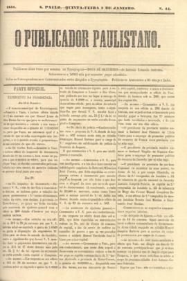 O Publicador paulistano [jornal], n. 44. São Paulo-SP, 07 jan. 1858.