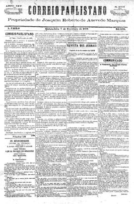 Correio paulistano [jornal], [s/n]. São Paulo-SP, 07 fev. 1878.