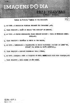 TV Tupi [emissora]. Revista Feminina [programa]. Roteiro [televisivo], 19 jan. 1961.