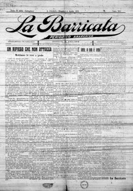 La Barricata [jornal], a. 9, n. 392. São Paulo-SP, 06 abr. 1913.