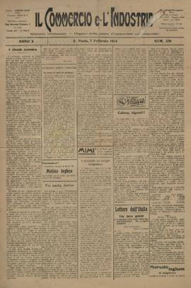 Il Commercio e l' industria [jornal], a. 10, n. 370. São Paulo-SP, 07 fev. 1914.