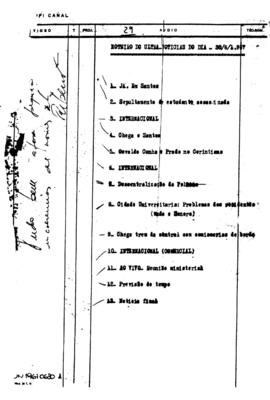 TV Tupi [emissora]. Ultra Notícias [programa]. Roteiro [televisivo], 30 jun. 1967.