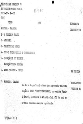 TV Tupi [emissora]. Telenotícias Panair [programa]. Roteiro [televisivo], 08 abr. 1952.