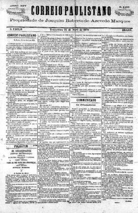 Correio paulistano [jornal], [s/n]. São Paulo-SP, 23 abr. 1878.