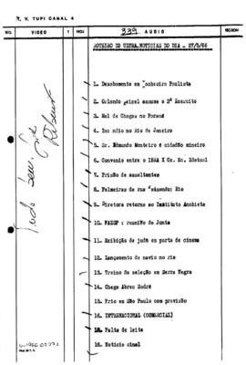 TV Tupi [emissora]. Ultra Notícias [programa]. Roteiro [televisivo], 27 mai. 1966.