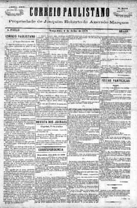 Correio paulistano [jornal], [s/n]. São Paulo-SP, 09 jul. 1878.