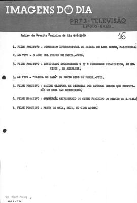 TV Tupi [emissora]. Revista Feminina [programa]. Roteiro [televisivo], 09 ago. 1960.