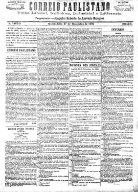 Correio paulistano [jornal], [s/n]. São Paulo-SP, 27 dez. 1876.