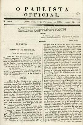 O Paulista official [jornal], n. 152. São Paulo-SP, 11 fev. 1836.