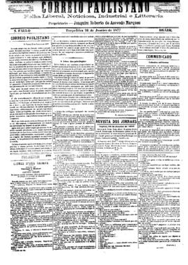 Correio paulistano [jornal], [s/n]. São Paulo-SP, 16 jan. 1877.