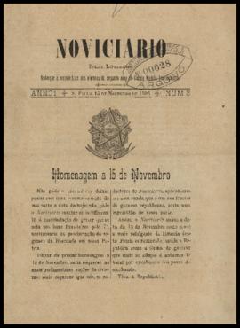 Noviciario [jornal], a. 1, n. 5. São Paulo-SP, 15 nov. 1896.
