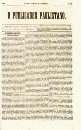 O Publicador paulistano [jornal], n. 156. São Paulo-SP, 01 out. 1859.