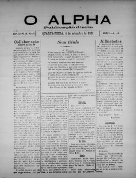 O Alpha [jornal], a. 1, n. 46. Rio Claro-SP, 04 set. 1901.
