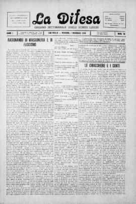 La Difesa [jornal], a. 1, n. 19. São Paulo-SP, 01 fev. 1924.