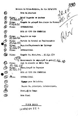 TV Tupi [emissora]. Ultra Notícias [programa]. Roteiro [televisivo], 25 abr. 1970.