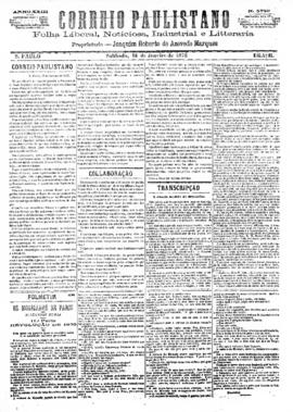 Correio paulistano [jornal], [s/n]. São Paulo-SP, 15 jan. 1876.