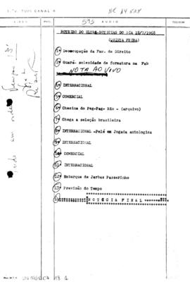 TV Tupi [emissora]. Ultra Notícias [programa]. Roteiro [televisivo], 18 jul. 1968.
