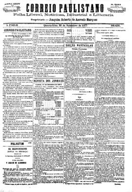 Correio paulistano [jornal], [s/n]. São Paulo-SP, 19 set. 1877.