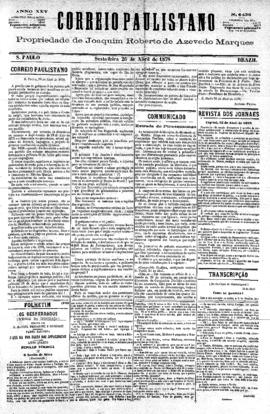 Correio paulistano [jornal], [s/n]. São Paulo-SP, 26 abr. 1878.